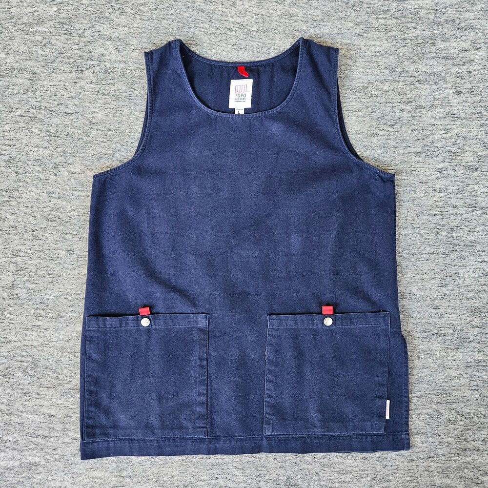 Topo Designs Women's Large Navy Blue Field Tank Top Smock Top Pockets